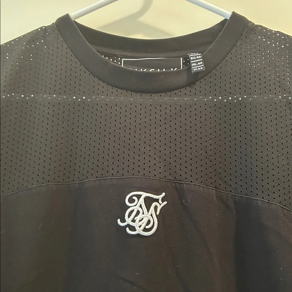SikSilks Crew Tee Jersey Dress mesh detail embroidered logo short sleeve size 8